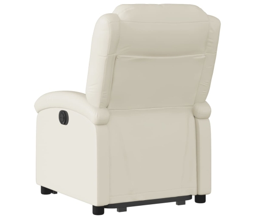 Sillón reclinable elevable cuero artificial color crema