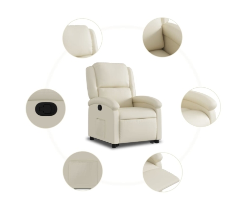 Sillón reclinable elevable cuero artificial color crema