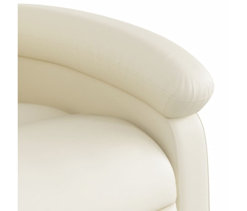 Sillón reclinable elevable cuero artificial color crema