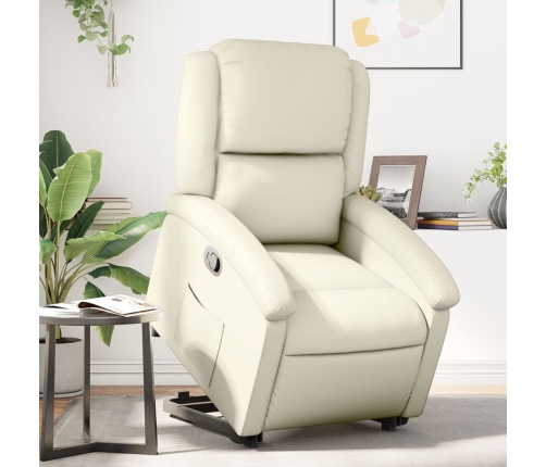 Sillón reclinable elevable cuero artificial color crema