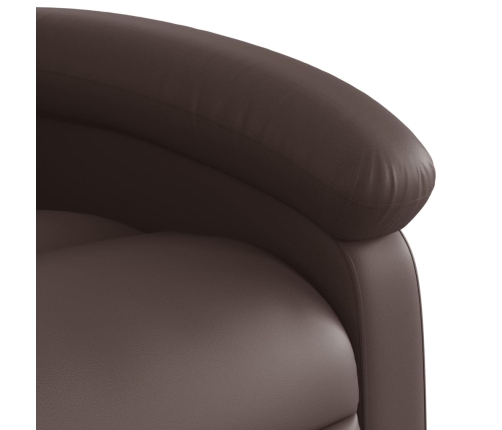 Sillón reclinable elevable cuero sintético marrón