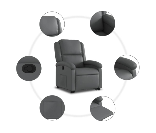 Sillón reclinable elevable cuero artificial gris