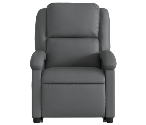 Sillón reclinable elevable cuero artificial gris