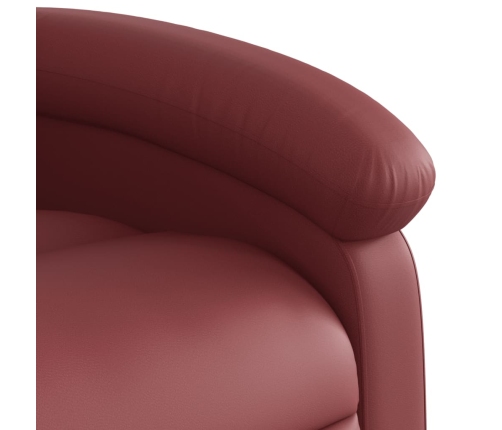 Sillón reclinable elevable cuero artificial rojo tinto