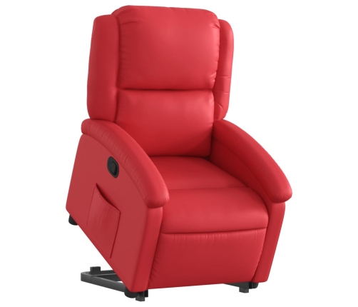 Sillón reclinable elevable cuero artificial rojo