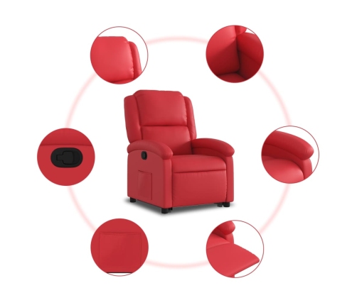 Sillón reclinable elevable cuero artificial rojo