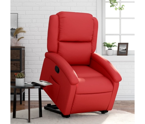 Sillón reclinable elevable cuero artificial rojo