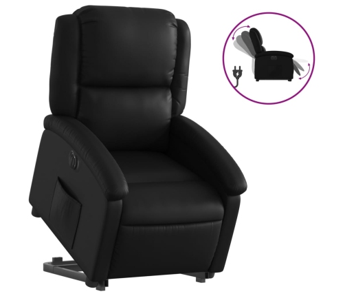 Sillón reclinable elevable eléctrico de cuero sintético negro