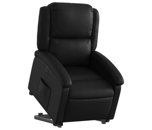 Sillón reclinable elevable eléctrico de cuero sintético negro