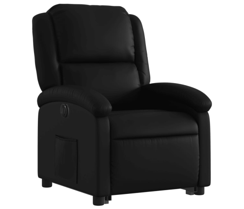 Sillón reclinable elevable eléctrico de cuero sintético negro