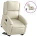 Sillón reclinable elevable eléctrico de cuero sintético crema