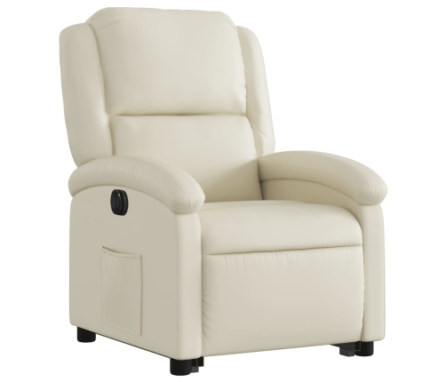 Sillón reclinable elevable eléctrico de cuero sintético crema