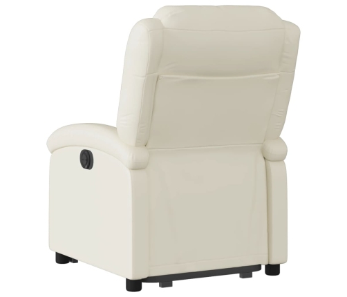 Sillón reclinable elevable eléctrico de cuero sintético crema