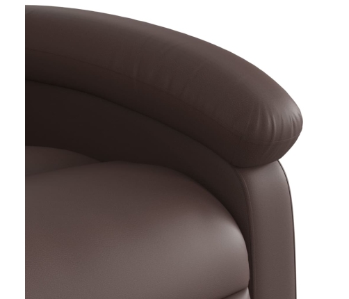 Sillón reclinable elevable eléctrico de cuero sintético marrón