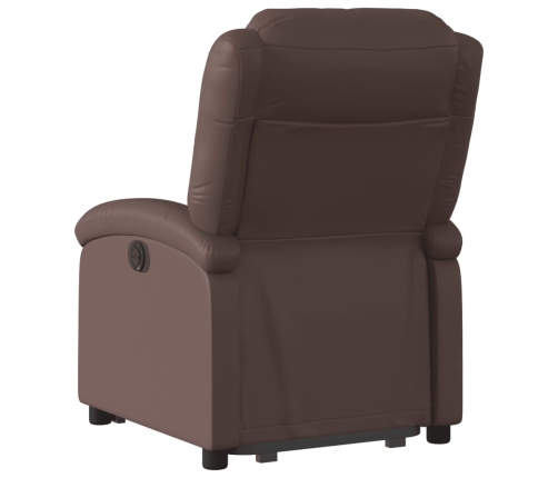 Sillón reclinable elevable eléctrico de cuero sintético marrón