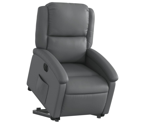 Sillón reclinable elevable eléctrico de cuero sintético gris