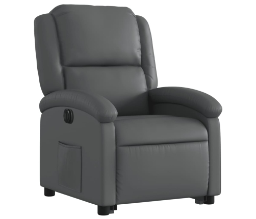 Sillón reclinable elevable eléctrico de cuero sintético gris