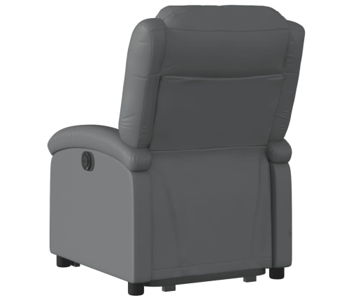 Sillón reclinable elevable eléctrico de cuero sintético gris