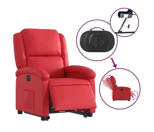 Sillón elevable eléctrico cuero artificial rojo