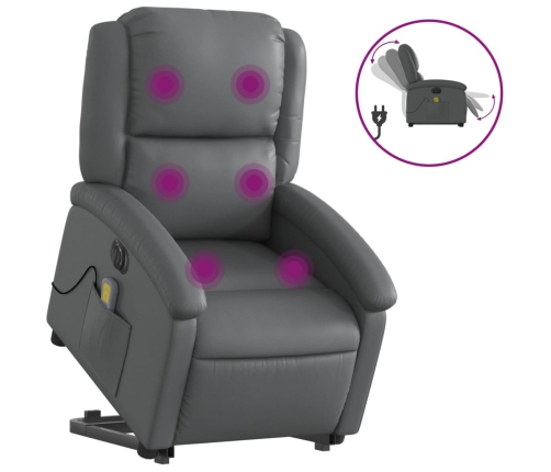 Sillón de masaje elevable eléctrico cuero sintético gris