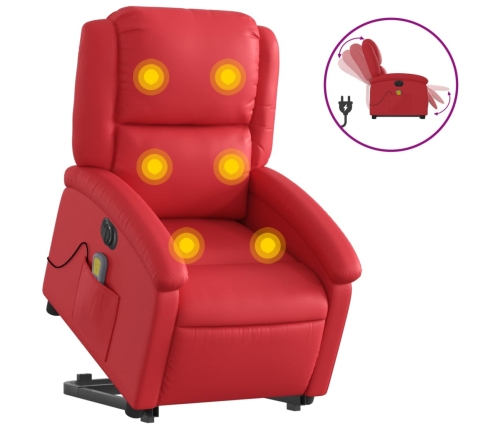 Sillón de majaje elevable eléctrico cuero artificial rojo