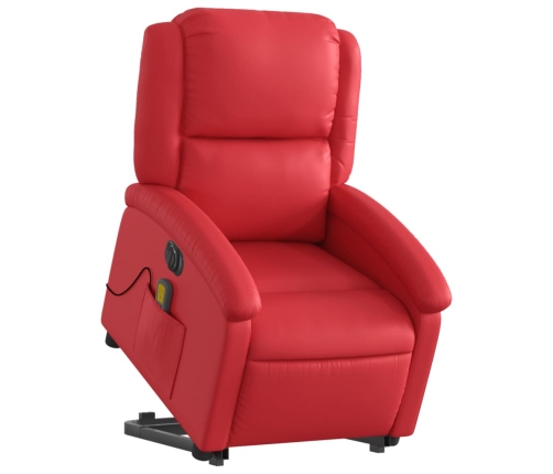 Sillón de majaje elevable eléctrico cuero artificial rojo