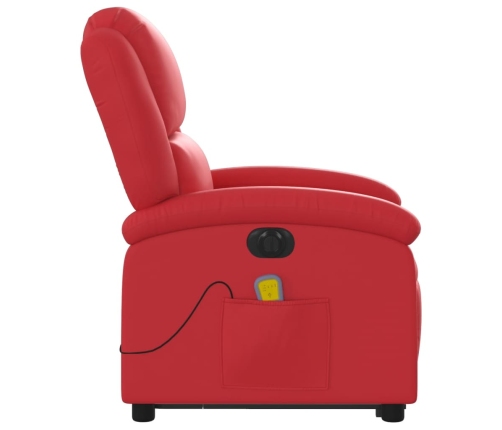 Sillón de majaje elevable eléctrico cuero artificial rojo