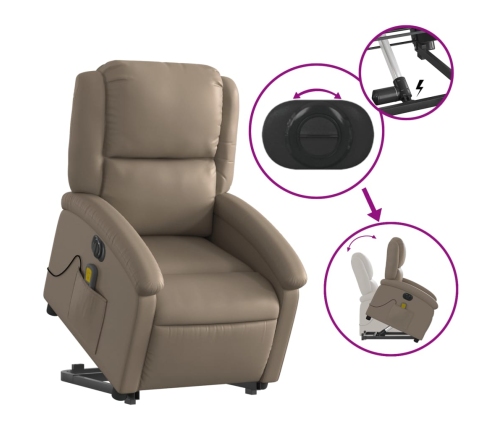 Sillón reclinable de masaje eléctrico cuero sintético capuchino