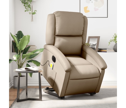 Sillón reclinable de masaje eléctrico cuero sintético capuchino