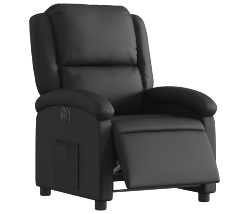 Sillón reclinable eléctrico de cuero auténtico negro