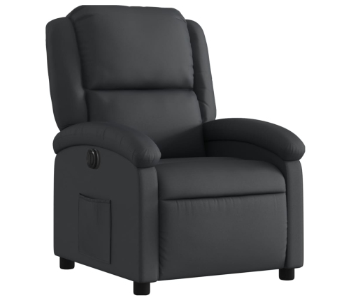 Sillón reclinable eléctrico de cuero auténtico negro