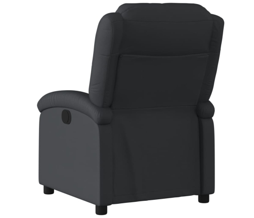 Sillón reclinable eléctrico de cuero auténtico negro