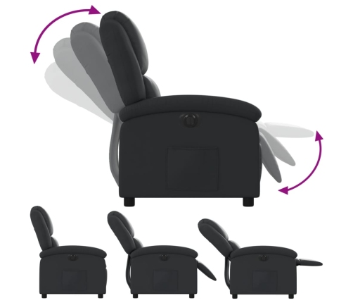 Sillón reclinable eléctrico de cuero auténtico negro