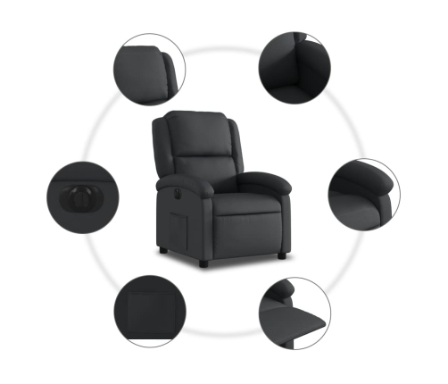 Sillón reclinable eléctrico de cuero auténtico negro