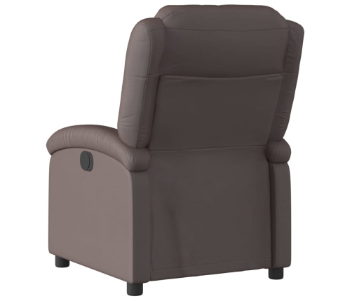 Sillón reclinable eléctrico de cuero auténtico marrón oscuro