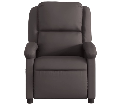 Sillón reclinable eléctrico de cuero auténtico marrón oscuro