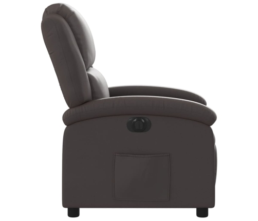 Sillón reclinable eléctrico de cuero auténtico marrón oscuro