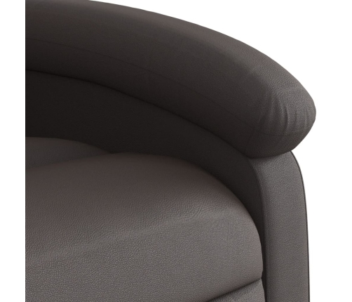 Sillón reclinable eléctrico de cuero auténtico marrón oscuro