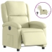 Sillón reclinable eléctrico de cuero auténtico blanco crema