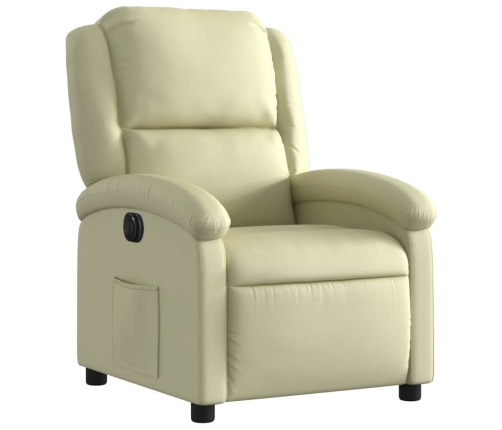 Sillón reclinable eléctrico de cuero auténtico blanco crema