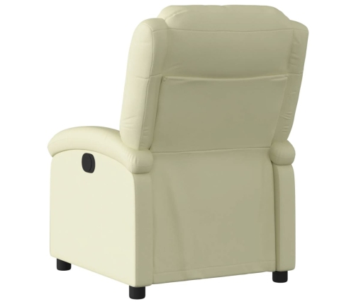 Sillón reclinable eléctrico de cuero auténtico blanco crema