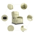 Sillón reclinable eléctrico de cuero auténtico blanco crema