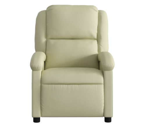 Sillón reclinable eléctrico de cuero auténtico blanco crema