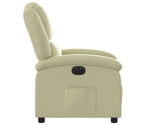 Sillón reclinable eléctrico de cuero auténtico blanco crema