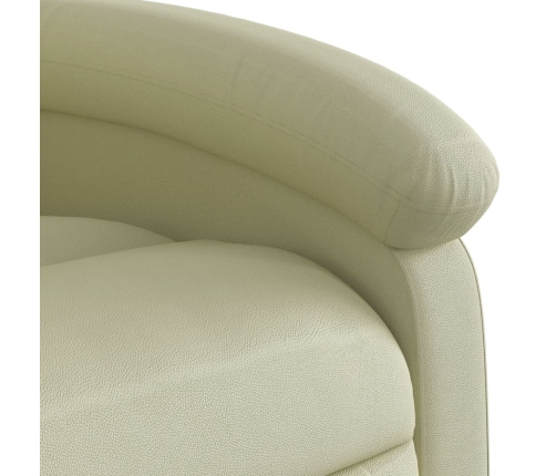 Sillón reclinable eléctrico de cuero auténtico blanco crema