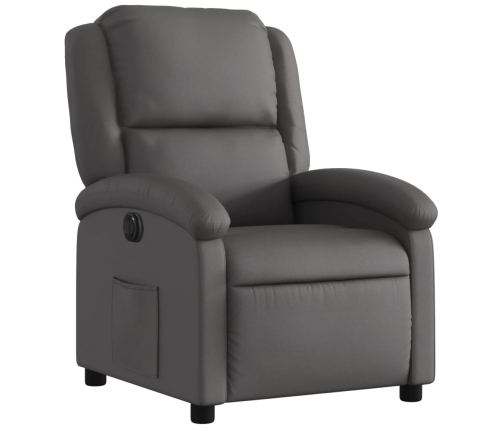 Sillón reclinable eléctrico de cuero auténtico gris