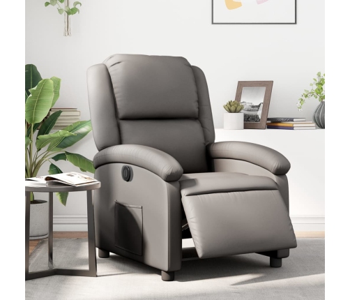 Sillón reclinable eléctrico de cuero auténtico gris