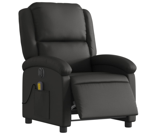 Sillón reclinable de masaje eléctrico cuero auténtico negro