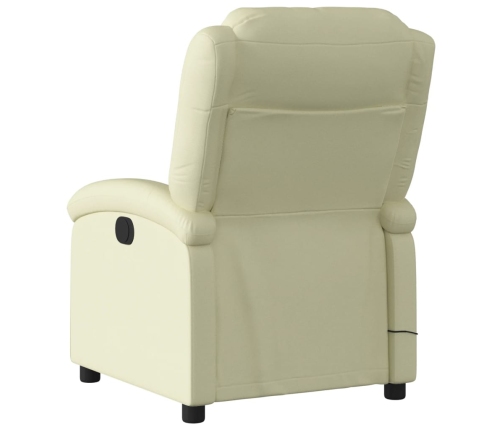 Sillón reclinable de masaje eléctrico cuero auténtico crema