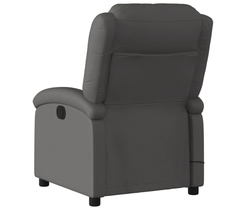 Sillón reclinable de masaje eléctrico cuero auténtico gris